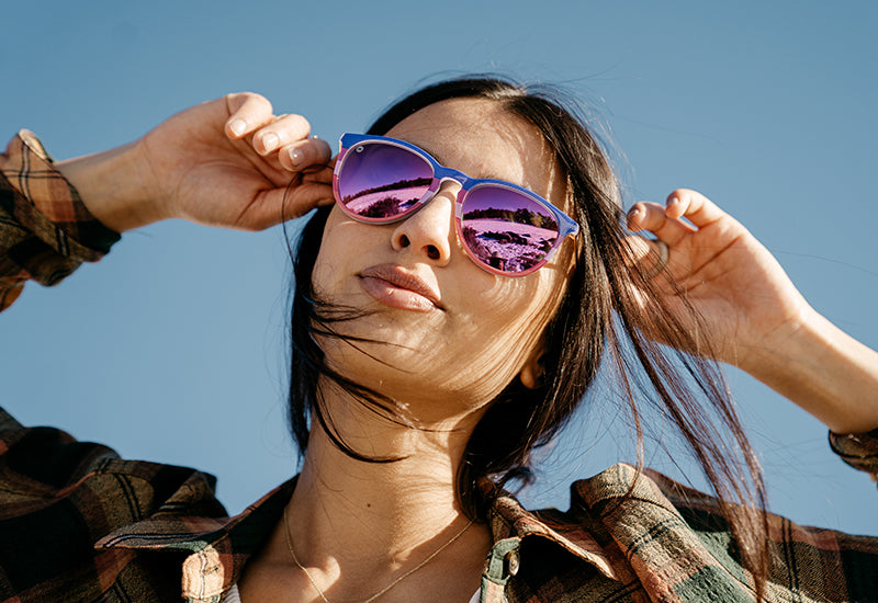 Sunglasses with Berry-inpired Frames and Polarized Fuchsia Lenses, Model