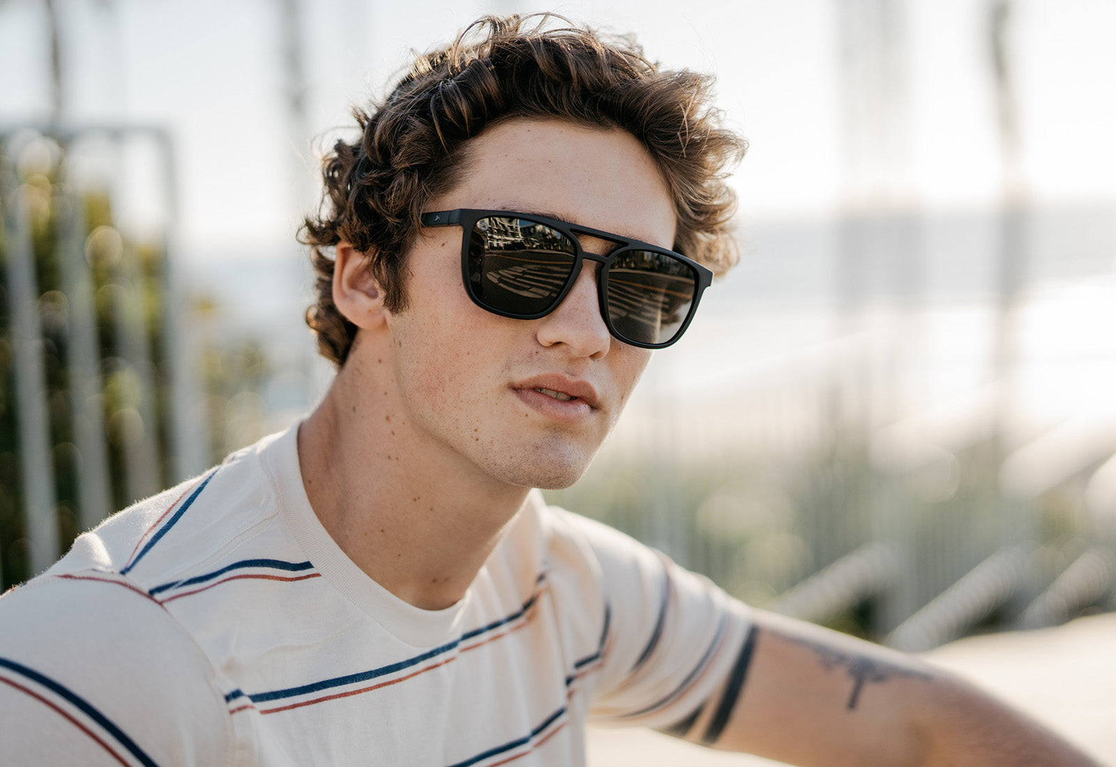 Sunglasses with Matte Black Frames and Polarized Black Smoke Lenses, Model