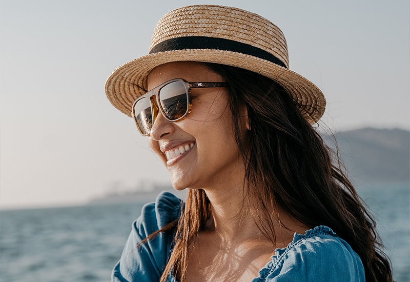 Sunglasses with Matte Tortoise Frames and Polarized Amber Lenses, Model