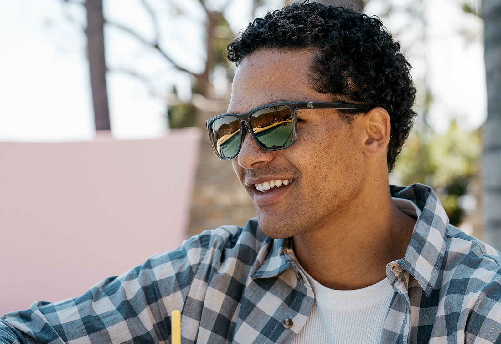 Sunglasses with Glossy Brown Frames and Polarized Gold Lenses, Model