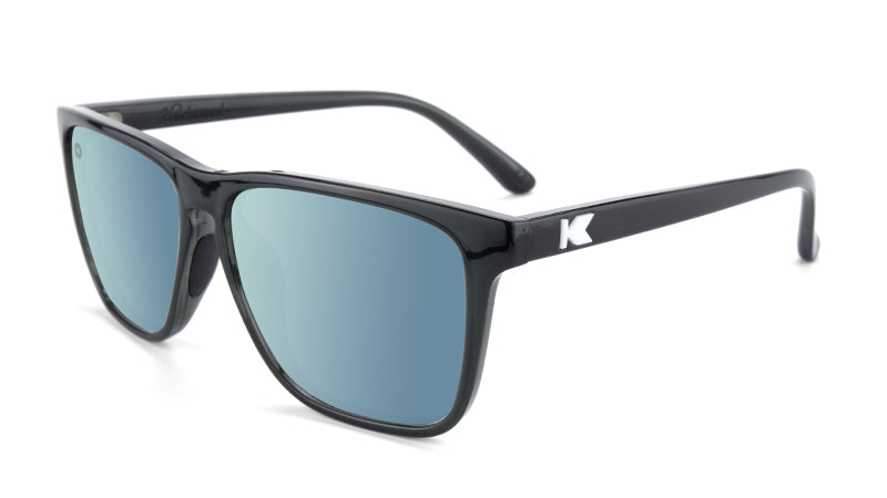 Sport Sunglasses with Jelly Black Frame and Polarized Sky Blue Lenses, Flyover