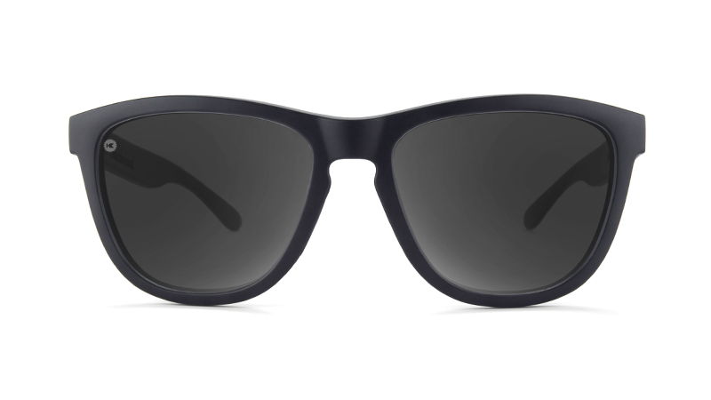 Sport Sunglasses with Matte Black Frame and Polarized Black Smoke Lenses, Front