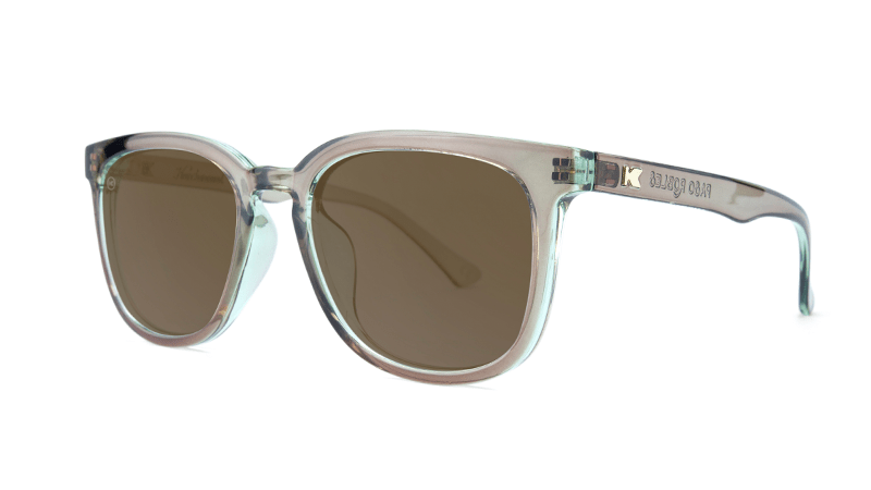 Sunglasses with Aged Sage Frame and Polarized Amber Lenses, Threequarter