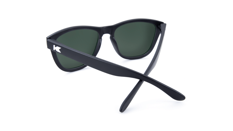 Premiums Sunglasses with Matte Black Frames and Green Moonshine Mirrored Lenses, Back