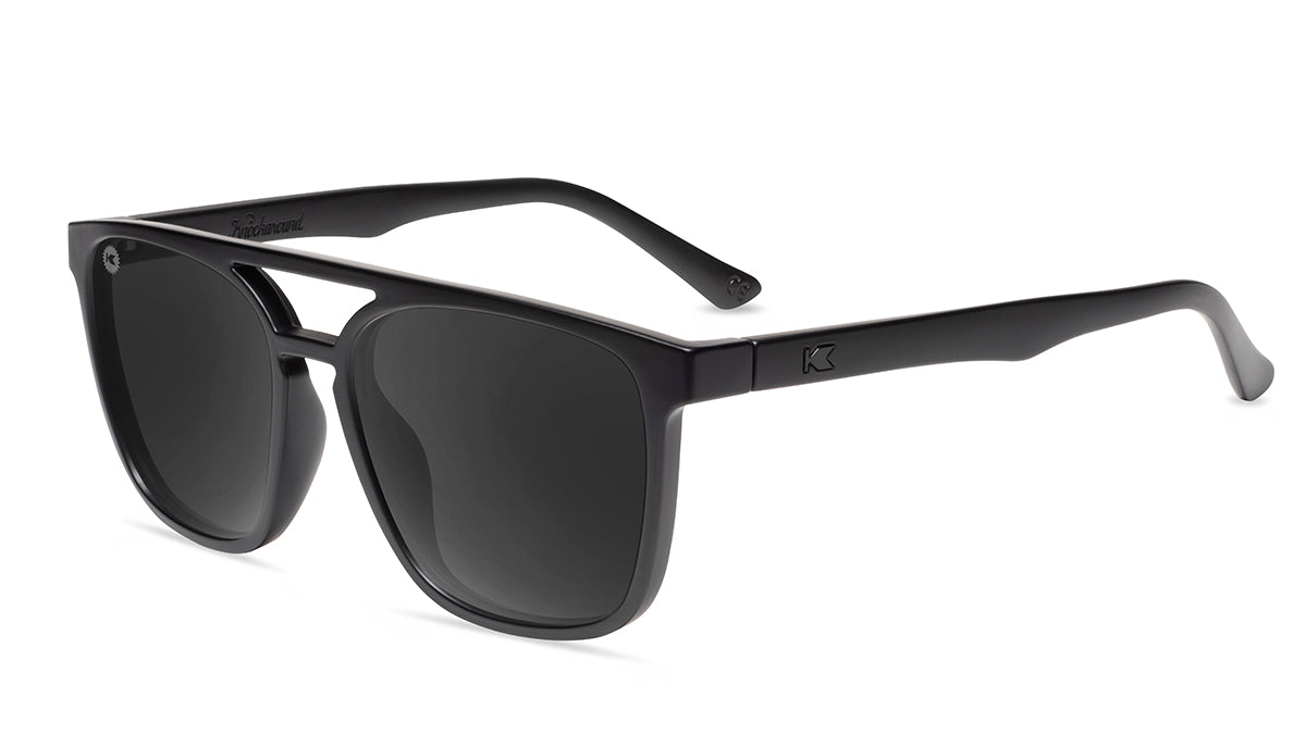 Sunglasses with Matte Black Frames and Polarized Black Smoke Lenses, Flyover