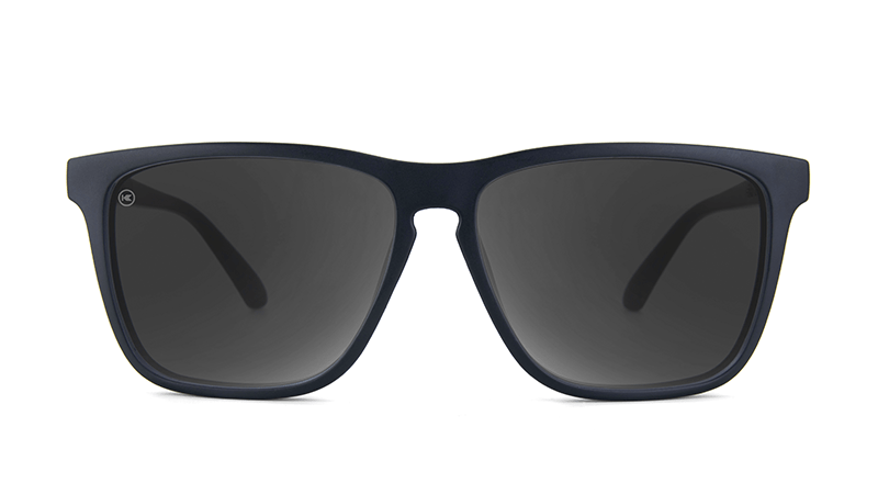 Sunglasses with Matte Black Frames and Polarized Black Smoke Lenses, Front