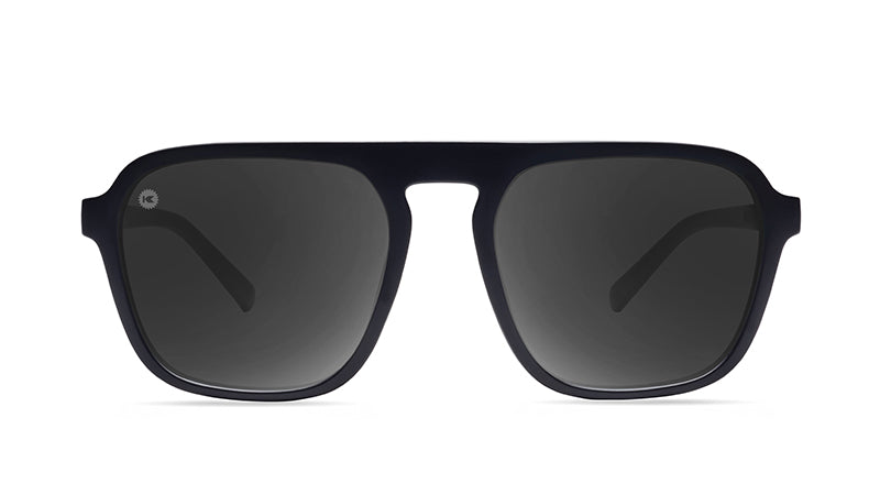 Sunglasses with Black Frames and Polarized Black Lenses, Front