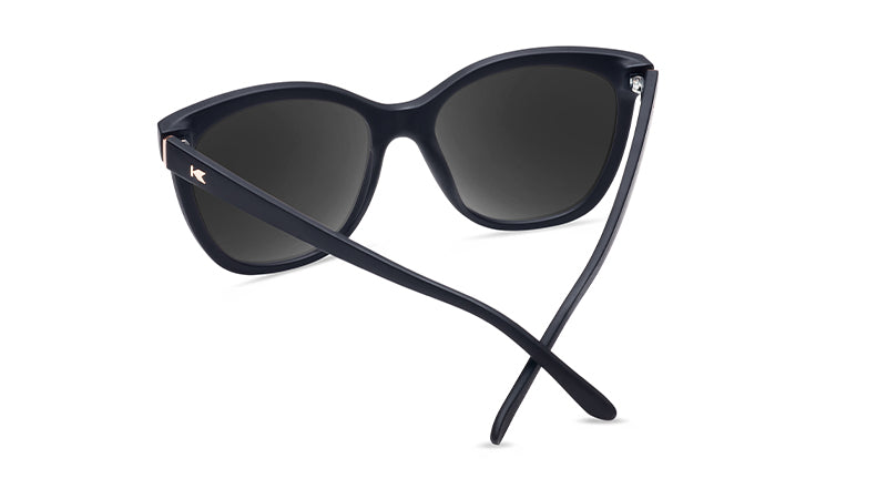 Sunglasses with Matte Black Frames and Polarized Rose Gold Lenses, Back