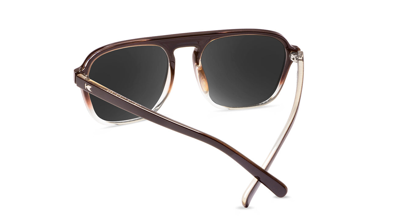 Sunglasses with Brown Frames and Polarized Gold Lenses, Back