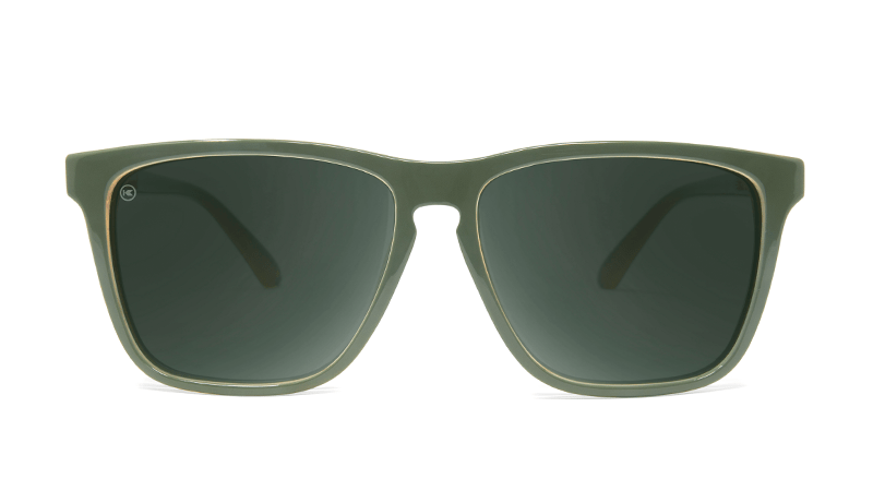 Sunglasses with Army Green Frames and Polarized Aviator Green Lenses, Front