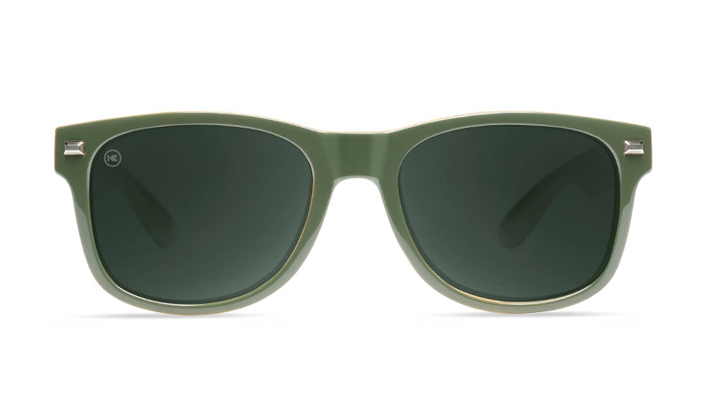 Sunglasses with Glossy Green Frames and Polarized Green Lenses, Front