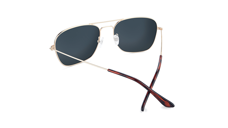 Sunglasses with Gold Metal Frame and Polarized Sky Blue Lenses, Back