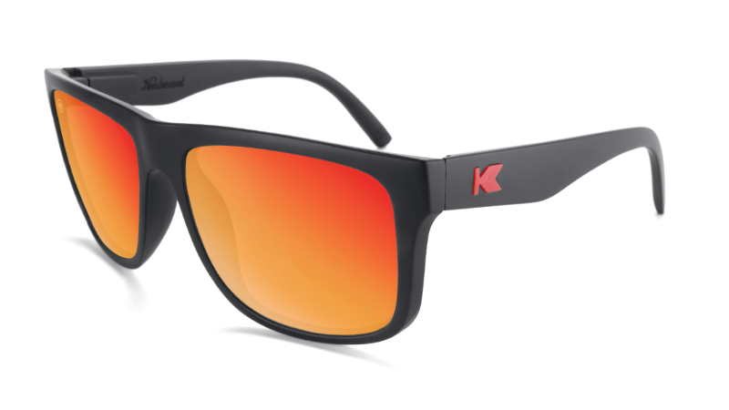 Sunglasses with Matte Black Frames and Polarized Red Sunset Lenses, Flyover