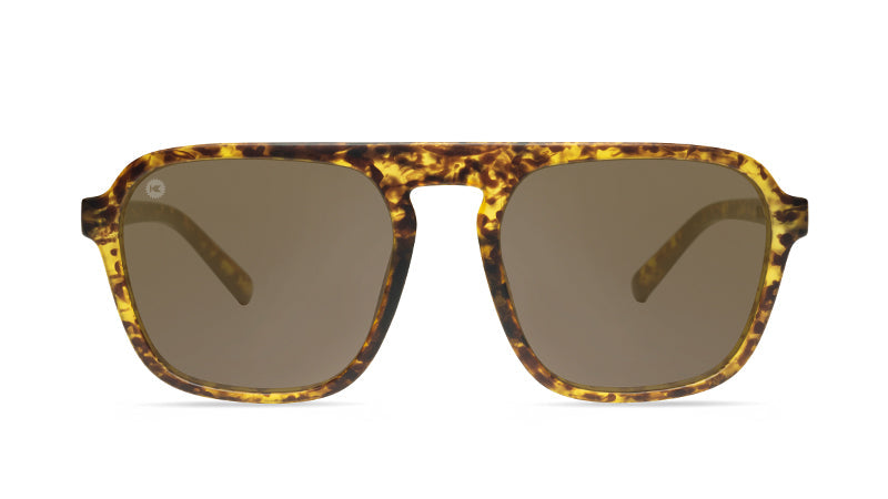 Sunglasses with Matte Tortoise Frames and Polarized Amber Lenses, Front