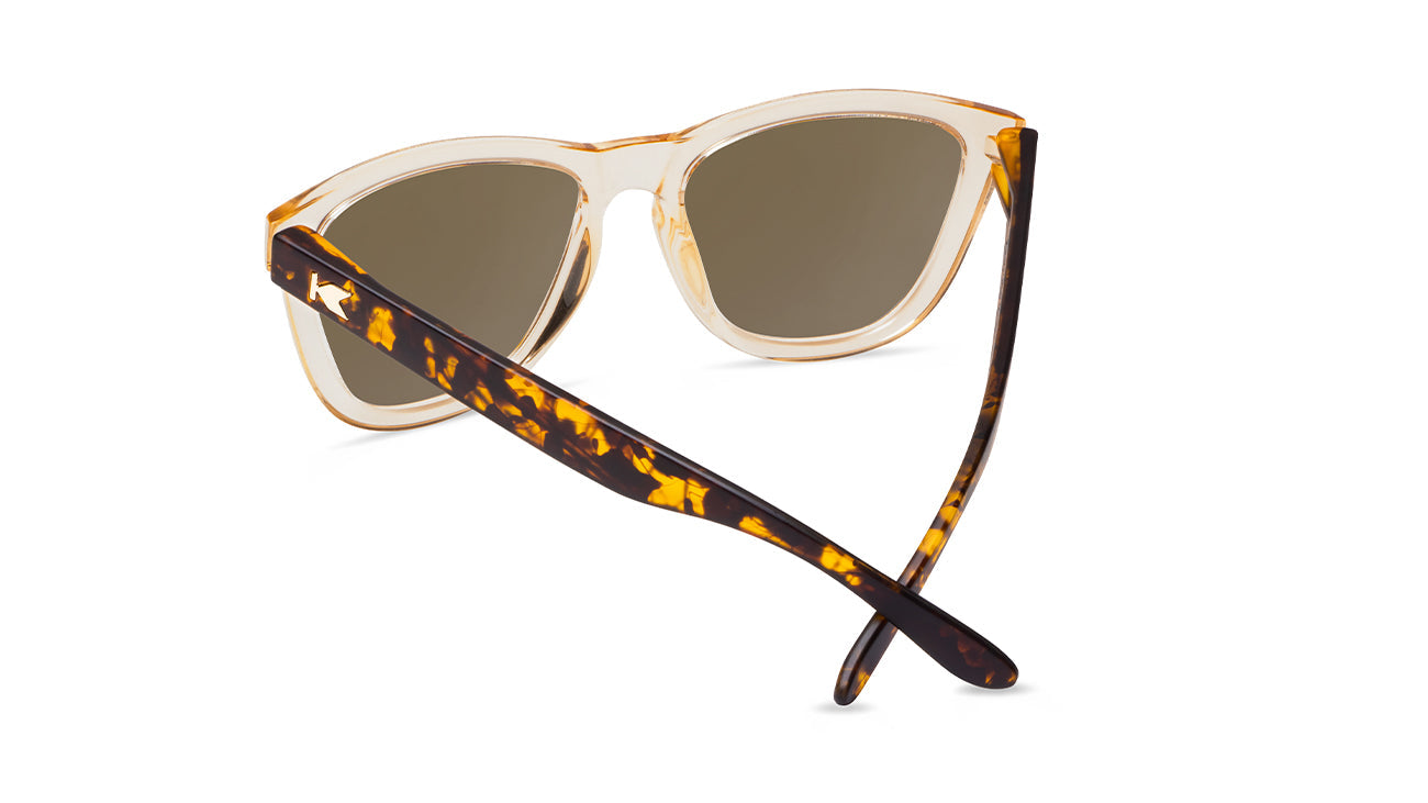 Sunglasses with Tortoise Shell Arms and Orange Fronts With Polarized Amber Lenses, Back