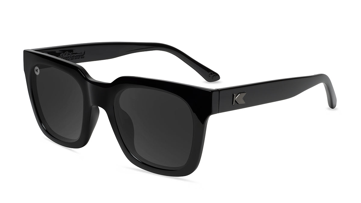 Sunglasses with Piano Black Frames and Polarized Black Smoke Lenses, Flyover