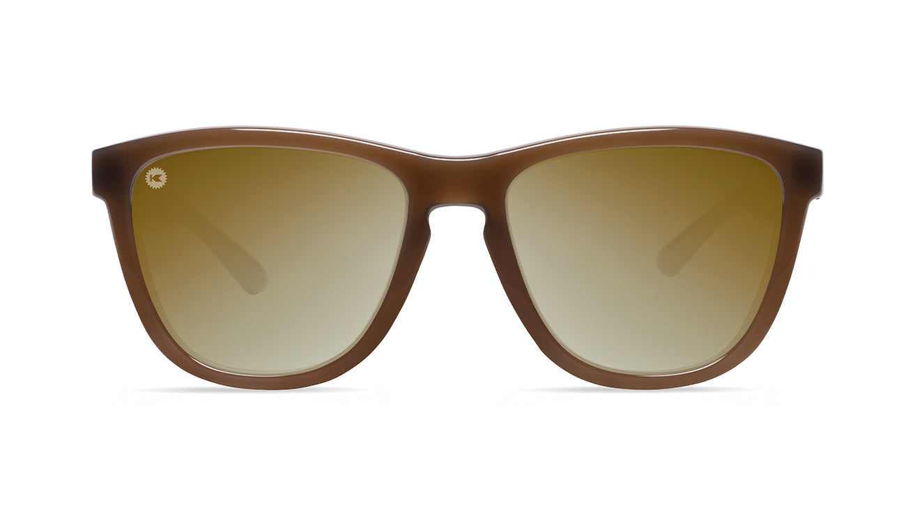 Sunglasses with Glossy Brown Frames and Polarized Gold Lenses, Front