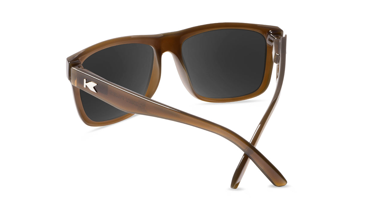 Sunglasses with Glossy Brown Frames and Polarized Gold Lenses, Back