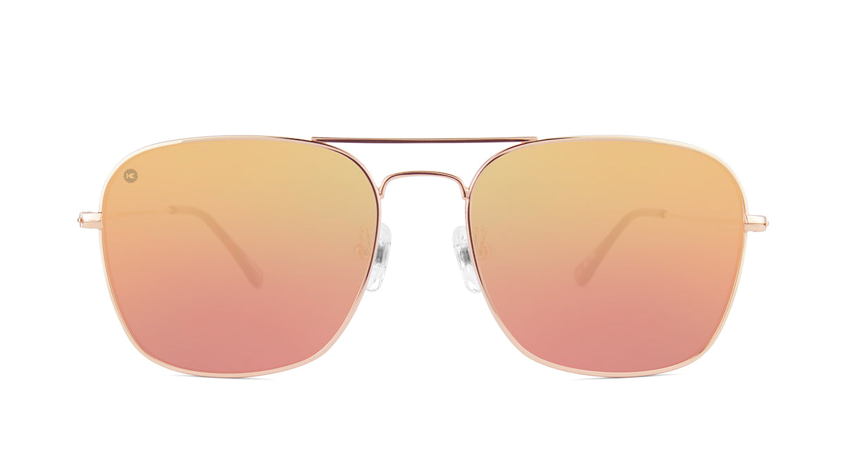 Sunglasses with Rose Gold Metal Frame and Polarized Copper Lenses, Front