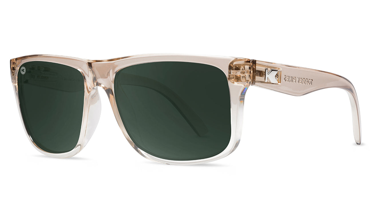 Sunglasses with San Dune Frames and Polarized Green Lenses, Threequarter