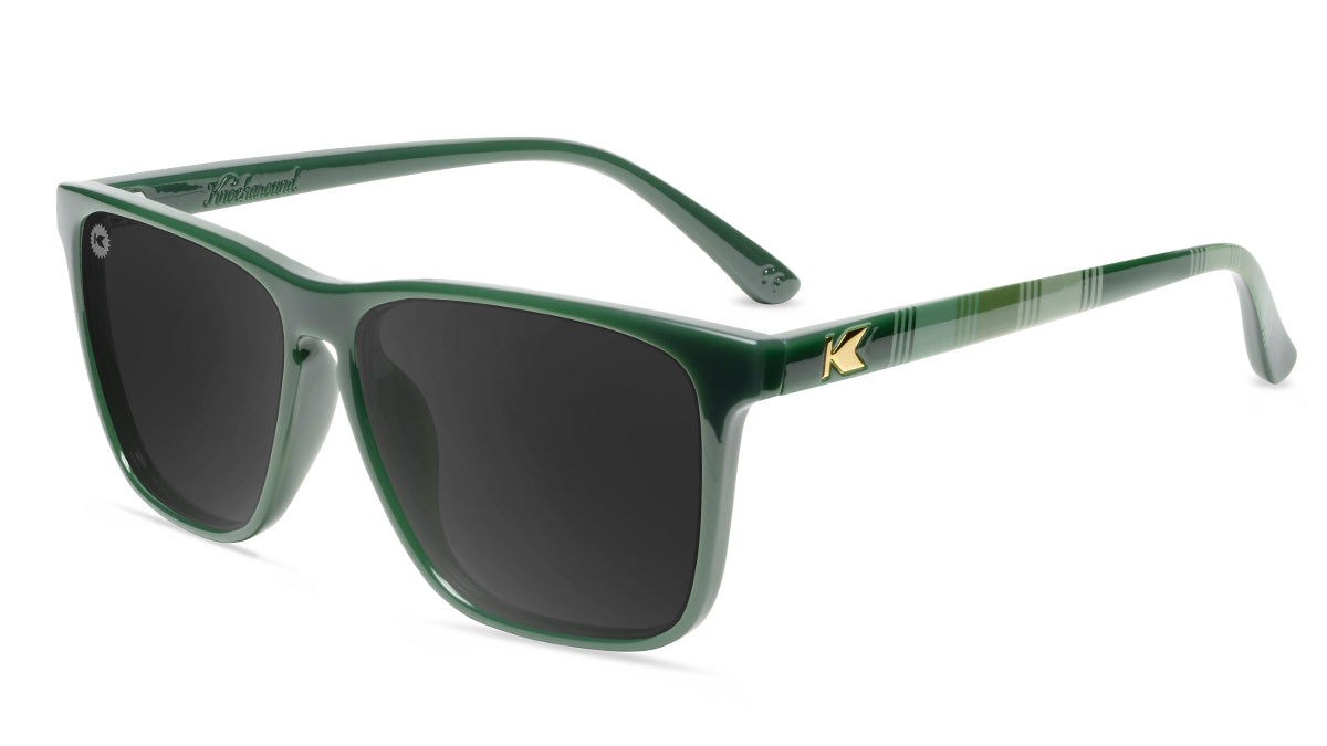 Sunglasses with Forest Green frames and Polarized Smoke Lenses, Flyover