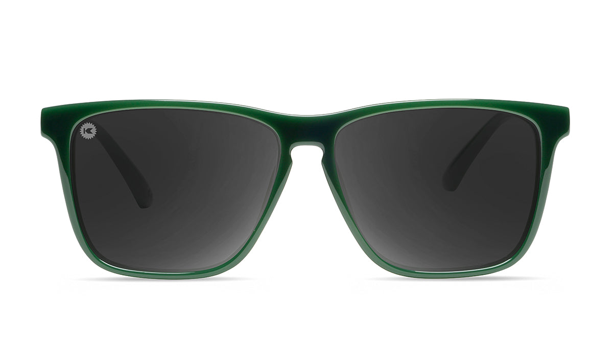 Sunglasses with Forest Green frames and Polarized Smoke Lenses, Front