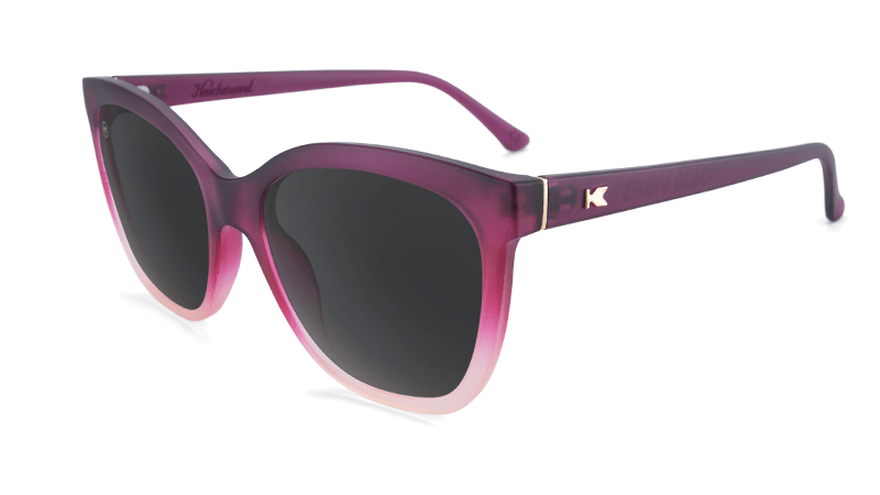 Sunglasses with Rose to White Fade Frames and Polarized Smoke Lenses, Flyover