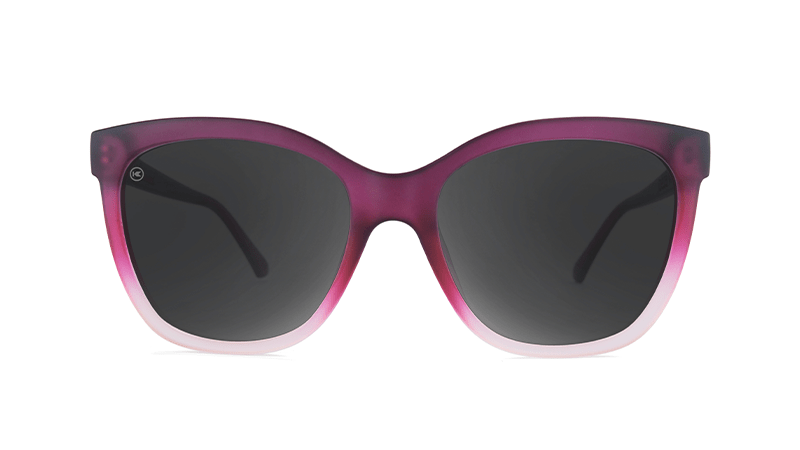 Sunglasses with Rose to White Fade Frames and Polarized Smoke Lenses, Front