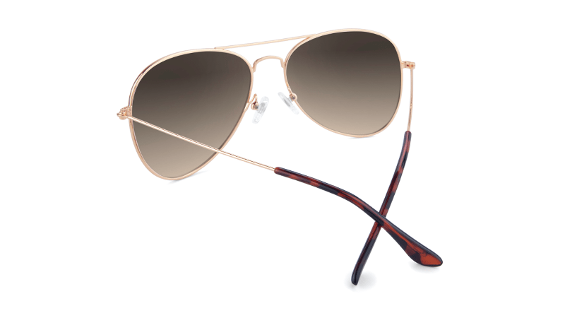 Sunglasses with Rose Gold Frame and Polarized Amber Gradient Lenses, Back