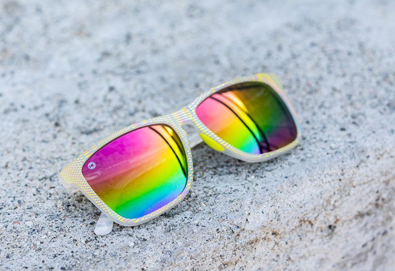 polarized sunglasses with rainbow colored lenses